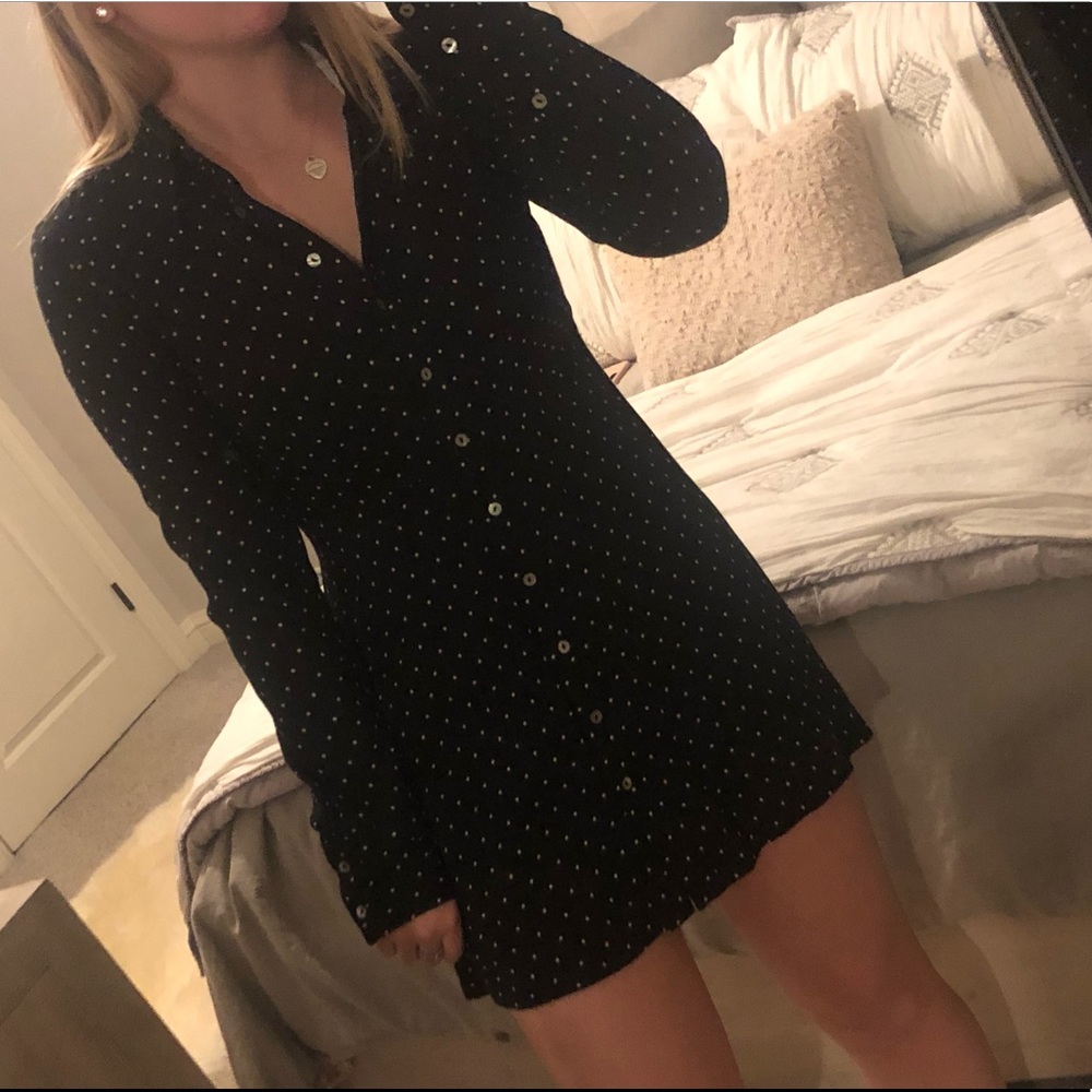 Black and white polkadot free people dress